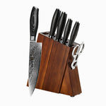 XINZUO 7-Piece 67 Layers Damascus Steel Kitchen Knife Set with Block and Kitchen Scissor-Ya Series