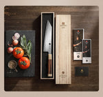 XINZUO Zhen XZ05 Series ZDP-189 Powder Steel Kiritsuke Chef Knife 8.5 Inch, Made of Three-layer Composite Steel, Hardness Reaches 65-67HRC, Desert lronwood Octagonal HandIe