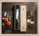 XINZUO Zhen XZ05 Series ZDP-189 Powder Steel Nakiri Knife 7.5 Inch, Made of Three-layer Composite Steel, Hardness Reaches 65-67HRC, Desert lronwood Octagonal HandIe