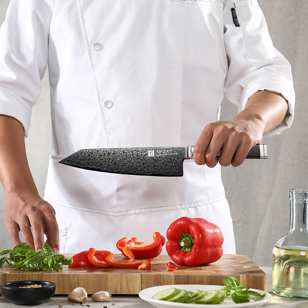 XINZUO Ji Series 8.3" Bunka Knife 67-Layer Damascus Steel for Meat Vegetable Slicing