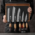 XINZUO Acacia Wood Dual-Side Magnetic Knife Holder with Leather | Raw & Cooked Food Zone Separation for Maximum Hygiene