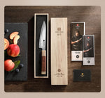 XINZUO Zhen XZ05 Series ZDP-189 Powder Utility Knife 5.5 Inch, Made of Three-layer Composite Steel, Hardness Reaches 65-67HRC, Desert lronwood Octagonal HandIe