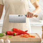 XINZUO Professional Chinese Meat Cleaver Knife - Triple-Layer Composited Steel with Olive Wood Handle, Razor Sharp & Ergonomic Design-PIN Series