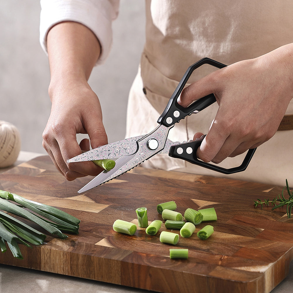 XINZUO Multi-Functional Kitchen Scissors 119 Layers Damascus Steel Iridescent Finish-Effort-saving Design