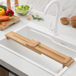 XINZUO Adjustable Solid Wood Whetstone Sharpening Stand, Extendable Walnut & White Oak Sharpening Holder for Kitchen Knife Sharpening, Sink Mount Stable Sharpening Support Stand