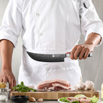 XINZUO Ji Series 7.5 Inches Viking Knife 67 Layers Damascus Steel 60±2HRC Hardness，Ebony Wood Handle