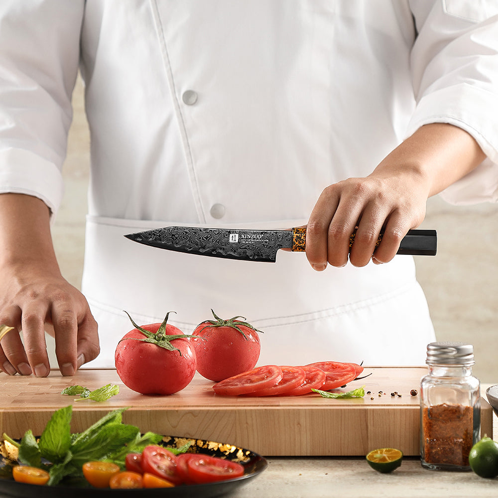 XINZUO Professional Utility Knife 49 Layers Damascus Steel ZDP189 Powder Steel Core Cooking Utensils