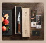 XINZUO Zhen XZ05 Series ZDP-189 Powder Paring Knife 4.5 Inch, Made of Three-layer Composite Steel, Hardness Reaches 65-67HRC, Desert lronwood Octagonal HandIe