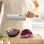 XINZUO Japanese Nakiri Knife - Triple-Layer Composited Steel with Olive Wood Handle, Razor Sharp & Ergonomic Design-PIN Series