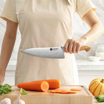 XINZUO Professional Chef Knife - Triple-Layer Composited Steel with Olive Wood Handle, Razor Sharp & Ergonomic Design-PIN Series