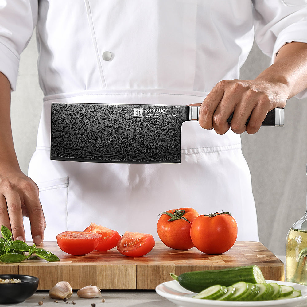XINZUO Ji Series Chinese Cleaver Knife,7.1 Inches Kitchen Knife,High Hardness 60±2HRC,Cut Vegetable&Meat