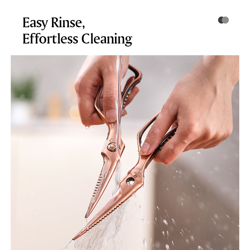 XINZUO 5Cr15 Stainless Steel Multifunctional Kitchen Scissors – One-Piece Solid Construction, Detachable & Ergonomic (Black/Silver/Bronze)