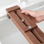 XINZUO Adjustable Solid Wood Whetstone Sharpening Stand, Extendable Walnut & White Oak Sharpening Holder for Kitchen Knife Sharpening, Sink Mount Stable Sharpening Support Stand