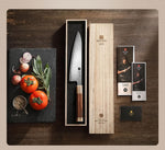 XINZUO Zhen XZ05 Series ZDP-189 Powder Steel Chef Knife 8.5 Inch, Made of Three-layer Composite Steel, Hardness Reaches 65-67HRC, Desert lronwood Octagonal HandIe