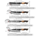 XINZUO 8-Piece Premium Damascus Steel Knife Set - Professional Kitchen Knives with Burnt Oak Handle