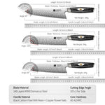 XINZUO 7PCS Knife Set 145-Layer M390 Damascus Steel Kitchen Knife – 60-62HRC Hardness, Black Carbon Fiber Handle