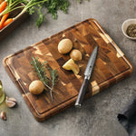 XINZUO Acacia Wood End Grain Cutting Board with Handles & Non-Slip Feet,Gift Box Package, Size 13.8" x 9.8" x 1"