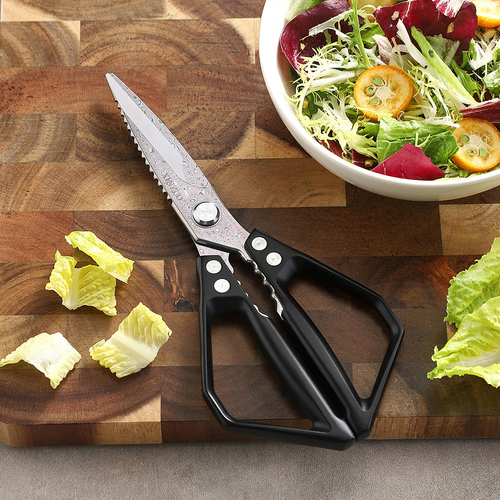 XINZUO Multi-Functional Kitchen Scissors 119 Layers Damascus Steel Iridescent Finish-Effort-saving Design