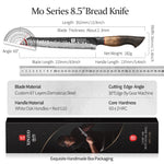 XINZUO 8.5 Inches 67 Layers Black Damascus Steel Bread Knife with  Burnt Oak Handle MO-Series
