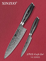 XINZUO 2-Piece 67 Layers Damascus Steel Kitchen Knife Set-Ya Series