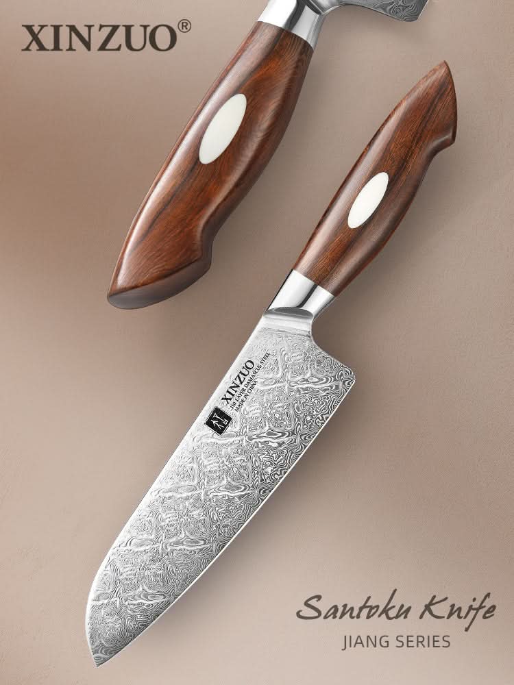 XINZUO 7 Inches 110 Layers Damascus Steel Santoku Knife-Jiang Series