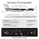 XINZUO 10 Inch Carving Knife 67 Layers Damascus Steel with Burnt Oak Handle - Precision Slicing Knife for Meat, Poultry & Roasts