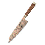 XINZUO 8.3 Inches Kiritsuke Chef Knife, 53-Layer Tri-Color Copper Damascus Steel,Rosewood Handle,Acacia Wooden Gift Box Packing