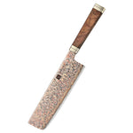 XINZUO 7.2 Inches Nakiri Knife, 53-Layer Tri-Color Copper Damascus Steel,Rosewood Handle,Acacia Wooden Gift Box Packing