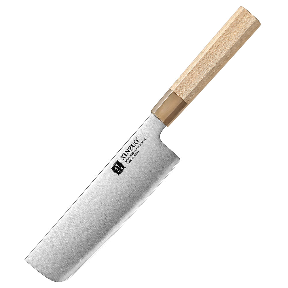 XINZUO Premium Nakiri Knife,Aogami No.2 Carbon Steel,Ergonomic Sharp Kitchen Chef Knife for Home & Professional Use