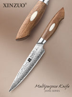 XINZUO 7 Inches 67 Layers Japanese AUS-10 Damascus Steel Multipurpose Knife-Jiang Series