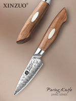 XINZUO 3.5 inches 67 Layers Japanese AUS-10 Damascus Steel Paring knife-Jiang Series