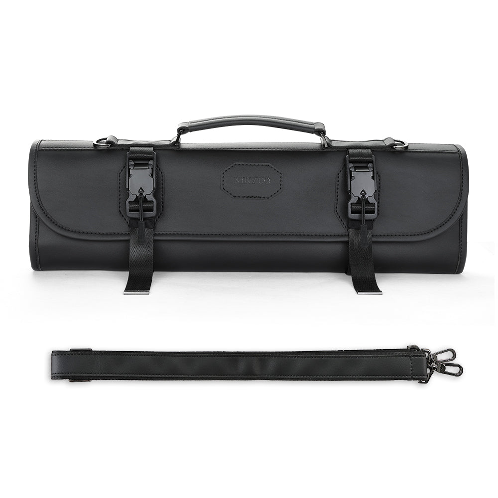 XINZUO Kitchen Knife Roll Bag, Microfiber Leather & Thickened Canvas Knife Storage Wrap with 8 Slots, Portable Wear-resistant Knife Carrier for Professional Chefs Camping Kitchen