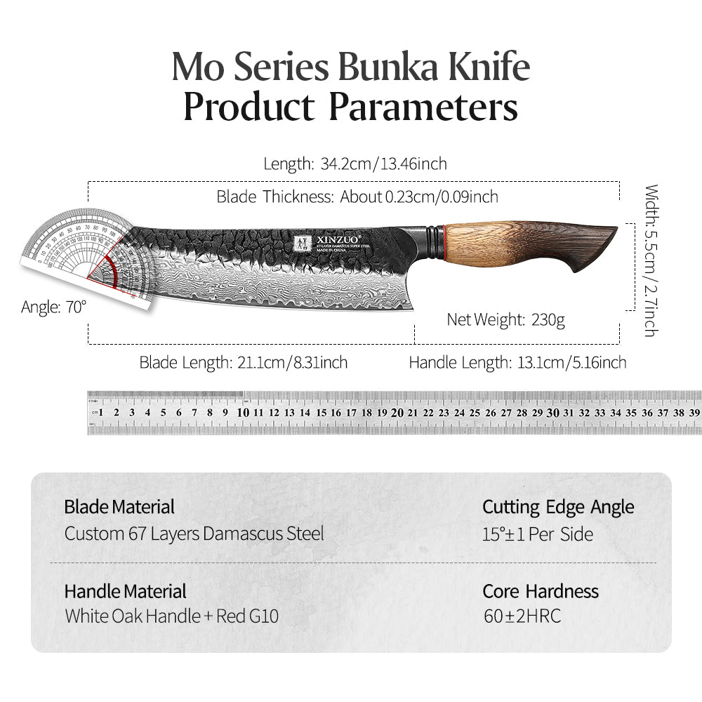 XINZUO 8.3 Inch Japanese Kiritsuke Knife, 67 Layers Damascus Steel with Burnt Oak Handle - Master Chef Multi-Purpose Blade for Precision Slicing & Chopping