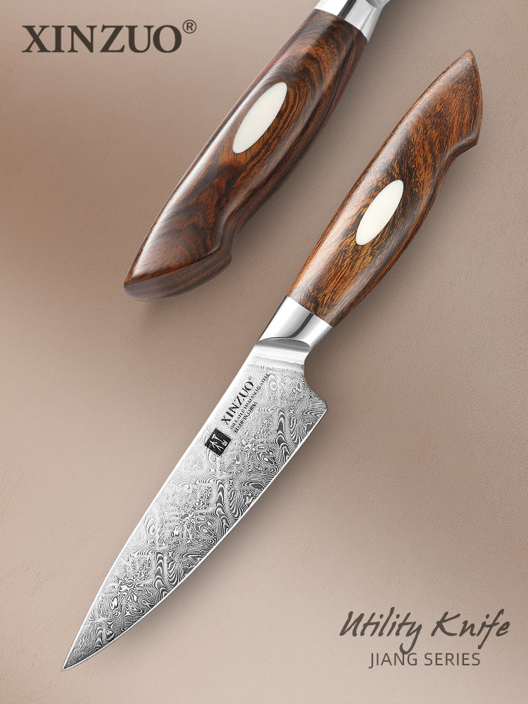 XINZUO 5 Inches 110 Layers Damascus Steel Utility Knife-Jiang Series