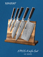 XINZUO HE STRIA HAMMER DAMASCUS SERIES 6PCS Kitchen Knife Set