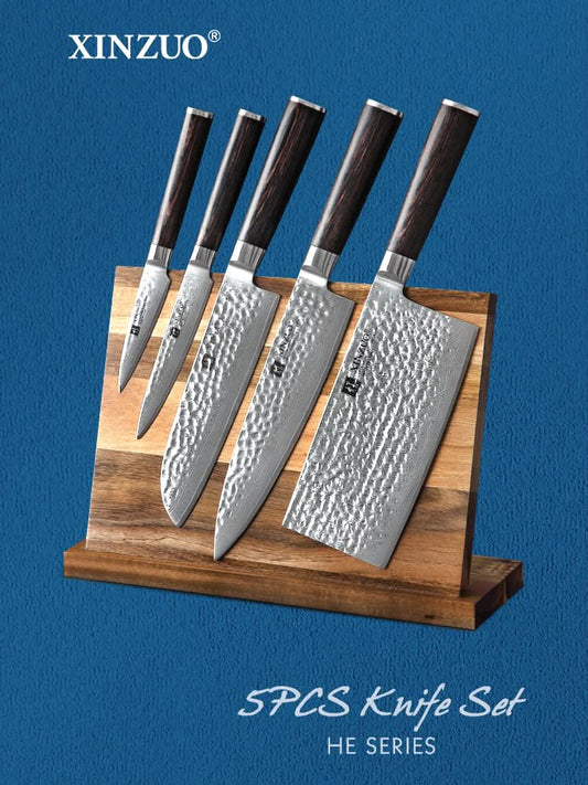 XINZUO HE STRIA HAMMER DAMASCUS SERIES 6PCS Kitchen Knife Set