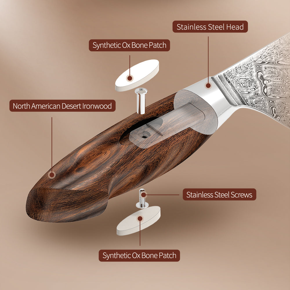 XINZUO 7 Inches Cleaver Knife,110 layers of dual-core Damascus Steel,North America Desert Ironwood