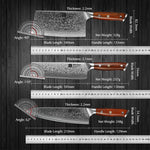 XINZUO 7-Piece Damascus Knife Collection — All-in-One Kitchen Cutlery Set for Meat, Veg, Fruit & Bread | 67-Layer Damascus Steel, Rosewood Handle, 60±2 HRC