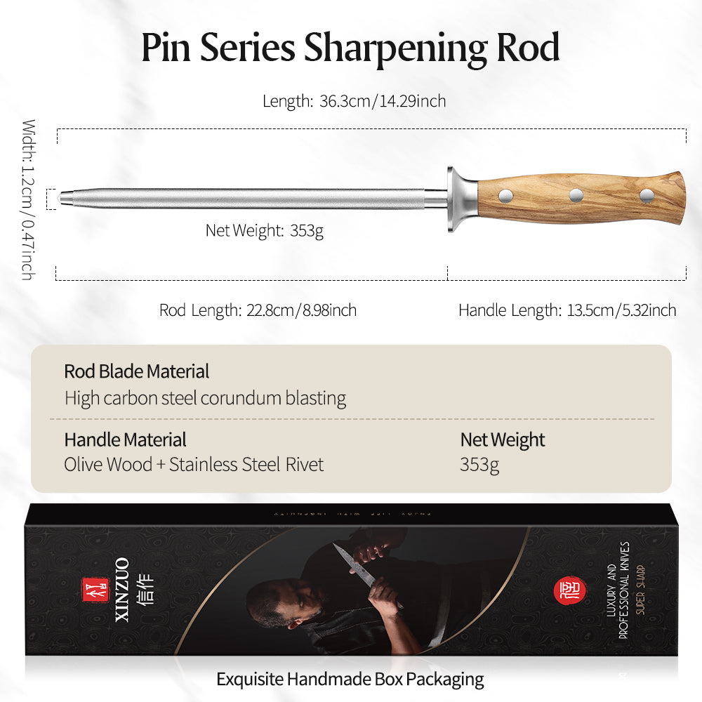XINZUO Household Knife Sharpener High Carbon Steel Corundum Blasting Olive Wood Handle
