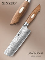 XINZUO 6.8 Inches 67 Layers Japanese AUS-10 Damascus Steel Nakiri Knife-Jiang Series