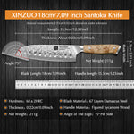 XINZUO 7.1 Inches Santoku Knife 67 Layer Damascus Steel 10Cr15CoMoV Core 60±2 HRC Handmade Kitchen Knife