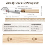 XINZUO Paring Knife Aogami No.2 Composite Steel, 3-Layer Sanyo Riki Blade 62-64HRC, Japanese Kitchen Knife
