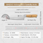 XINZUO Durable And Sharp 7.1 Inches Santoku Knife Japanese Kitchen Knife Hardness 56-58 HRC - A Good Choice for Gifts