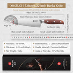 XINZUO 6.2”Sharp Kitchen Bunka Knife 3-Layer Composite Steel Comfort Red Wood Handle, Multipurpose Cooking Knife
