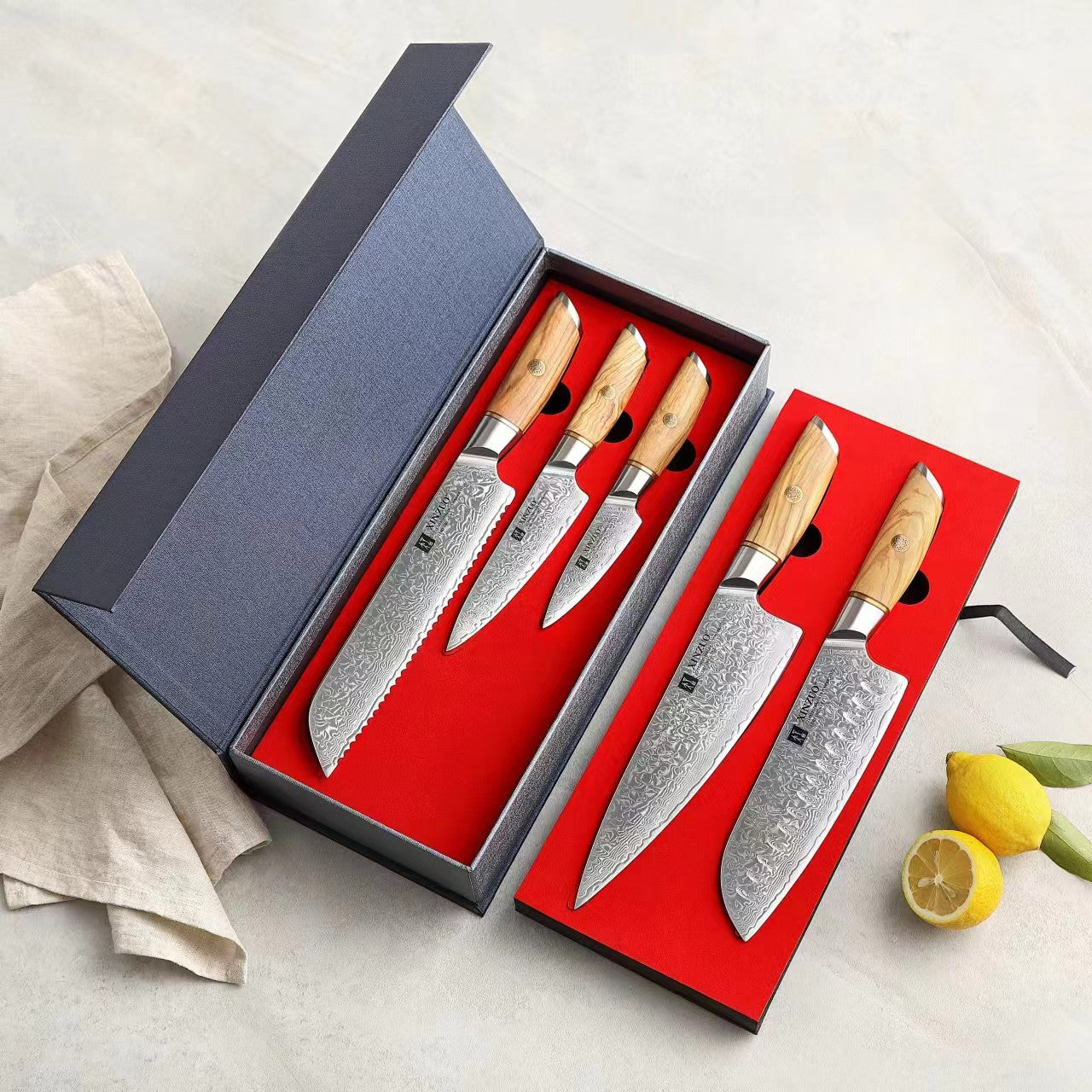 XINZUO Lan Series 73 Layers Damascus Powder Steel 8PCS Knife Set