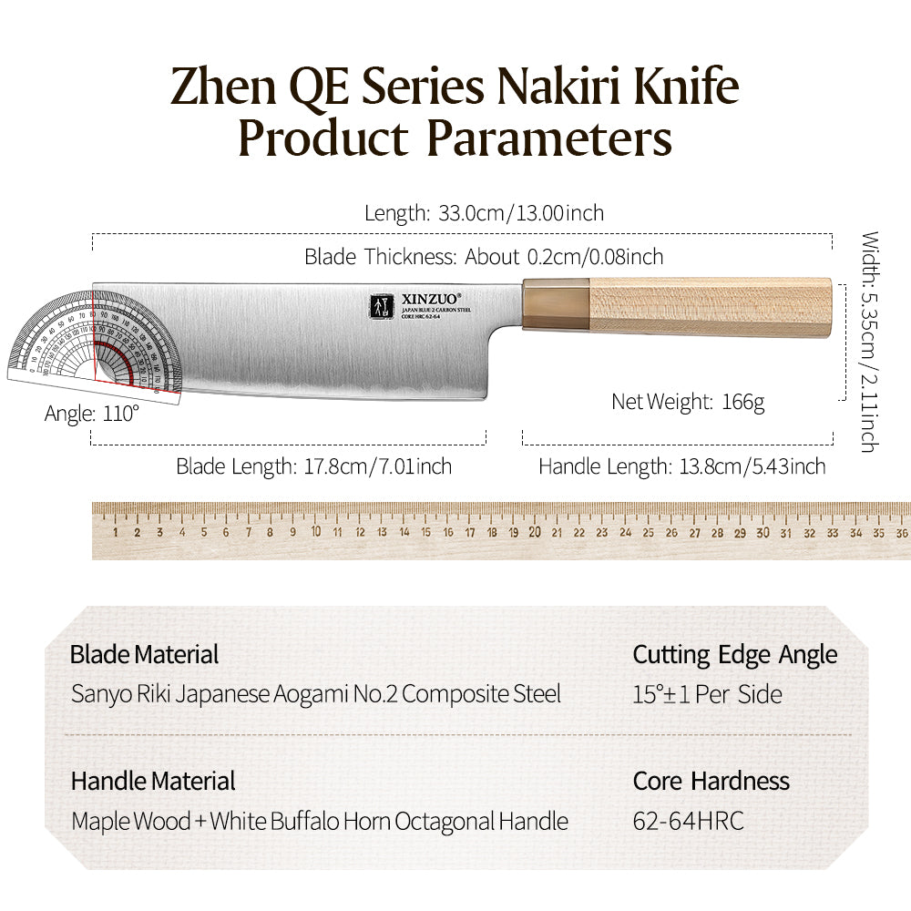 XINZUO Premium Nakiri Knife,Aogami No.2 Carbon Steel,Ergonomic Sharp Kitchen Chef Knife for Home & Professional Use