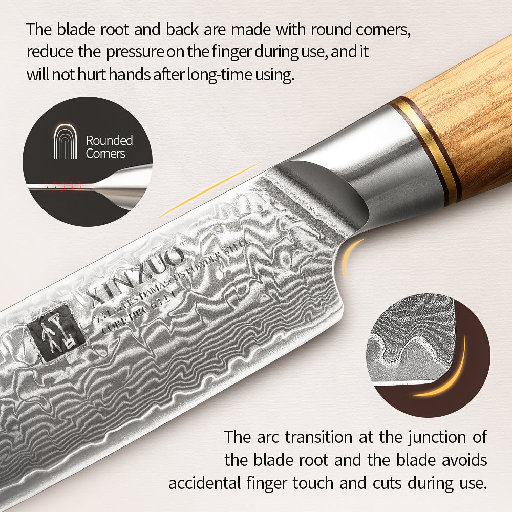 XINZUO Lan Series 73 Layers Damascus Powder Steel 10 inch Carving Knife