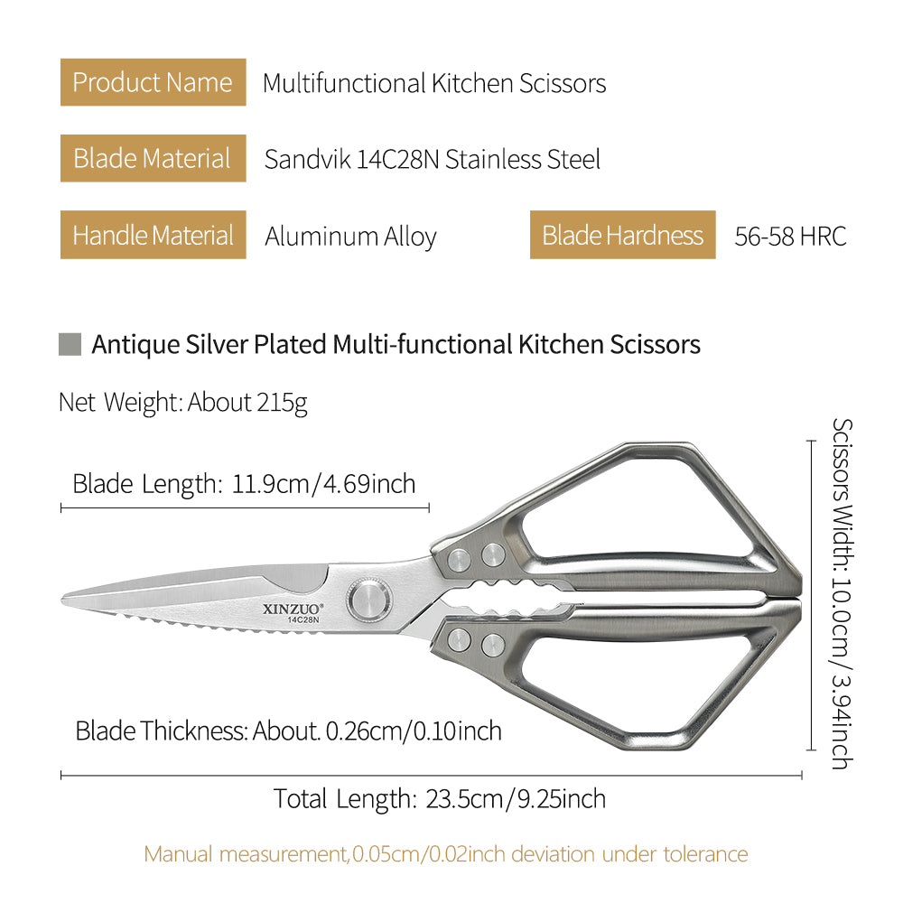 XINZUO 1PC Kitchen Knife Multifunctional & Innovative Design 14C28N Stainless Steel Aluminum Alloy Handle