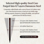 XINZUO Premium 5.3" Damascus Steel Utility Knife - 67 Layers Damascus Steel, 60±2 HRC, Black Titanium Plated, Full Tang, Professional Kitchen Knife