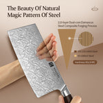 XINZUO 7 Inches Cleaver Knife,110 layers of dual-core Damascus Steel,North America Desert Ironwood